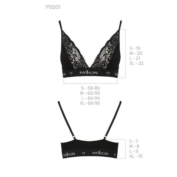 Эластичный топ с кружевом Passion PS001 TOP M, black SO4176