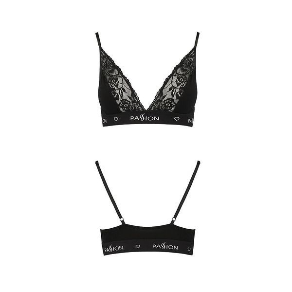 Эластичный топ с кружевом Passion PS001 TOP M, black SO4176