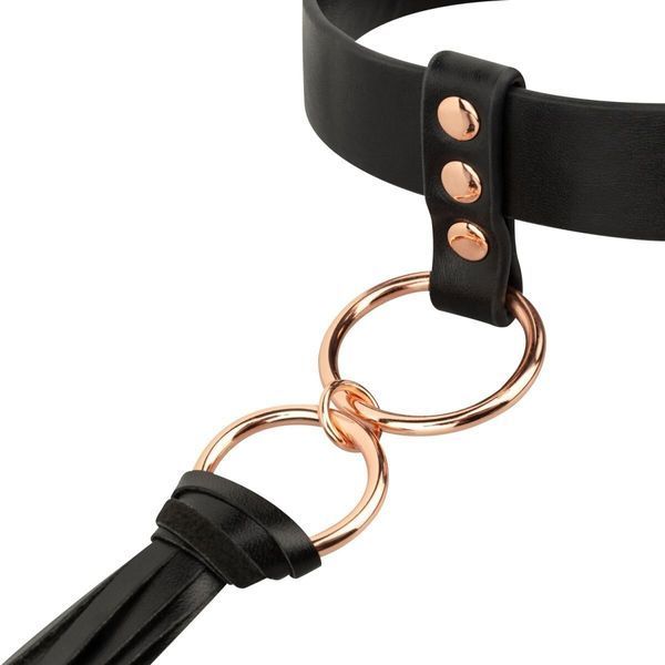 Ошейник с флоггером Rosy Gold - Collar with Flogger - Black SX1198