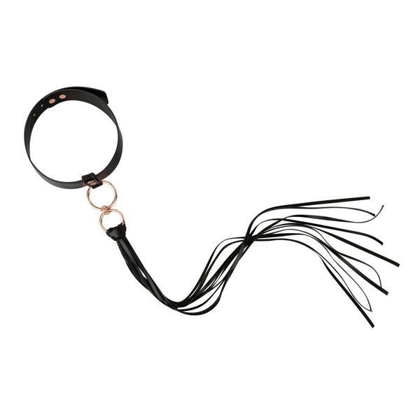 Ошейник с флоггером Rosy Gold - Collar with Flogger - Black SX1198