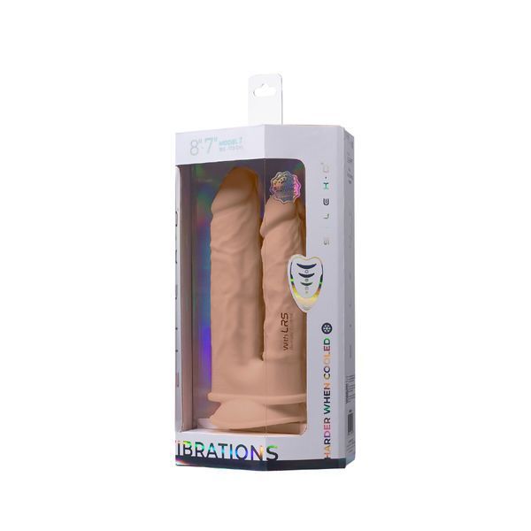 Двойной фаллоимитатор с вибрацией SilexD Double Gusto Vibro Flesh (Model 1 size 8" & 7") + LRS, диаметр 4,5 см и 3,7 см SO8209