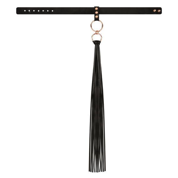 Ошейник с флоггером Rosy Gold - Collar with Flogger - Black SX1198