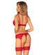 Комплект Obsessive Ingridia 3-pcs set XS/S, красный, бюстгальтер, стринги, пояс SO9034 фото 2