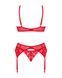 Комплект Obsessive Ingridia 3-pcs set XS/S, красный, бюстгальтер, стринги, пояс SO9034 фото 4
