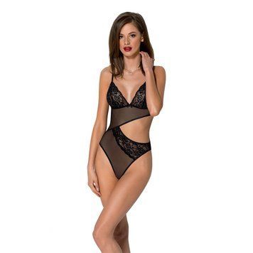 Боди с ажурным лифом Passion CHRISTA BODY L/XL, black SO5753