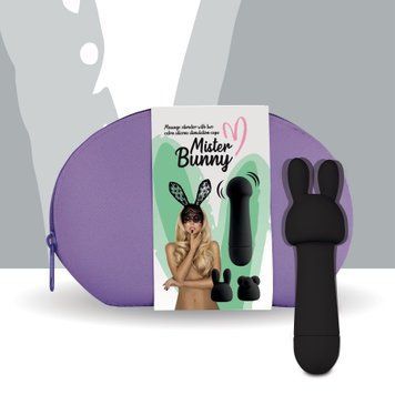 Мінівібратор FeelzToys Mister Bunny Black з двома насадками SO4438