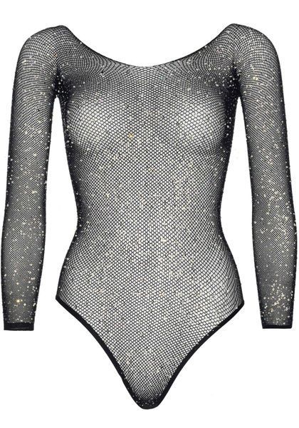 Сетчатое боди со стразами Leg Avenue Crystalized fishnet bodysuit Black One Size SO9136