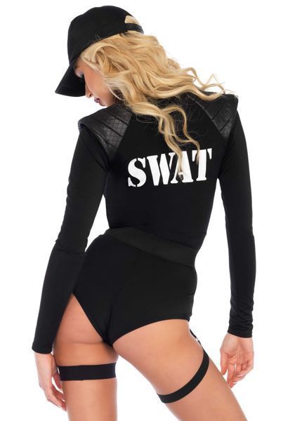 (SALE) Костюм еротичних спецсил Leg Avenue SWAT Team Babe S, боді, пояс, підв&rsquo;язки, рація, кепка SO8544