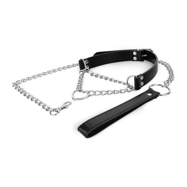 Ошейник с поводком Bedroom Fantasies: Collar with Chain - Silver SX2207