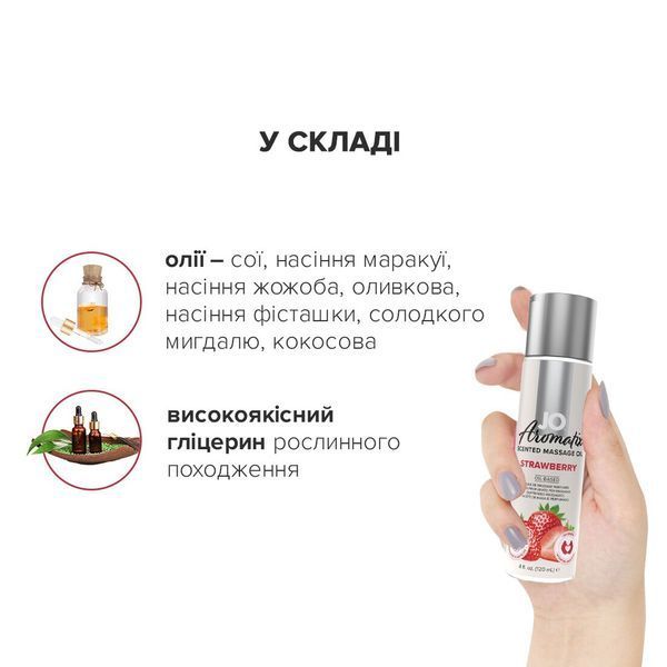 Натуральное массажное масло JO Aromatix Massage Oil Strawberry 120 мл SO6768