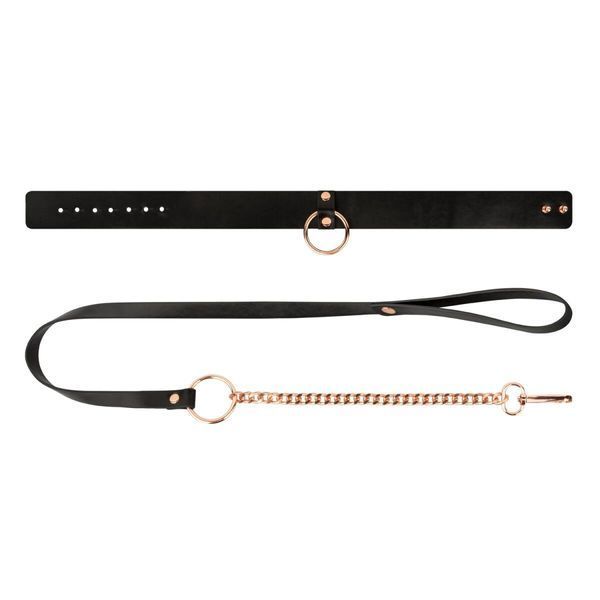 Нашийник з повідцем Rosy Gold - Collar with Leash - Black SX1199