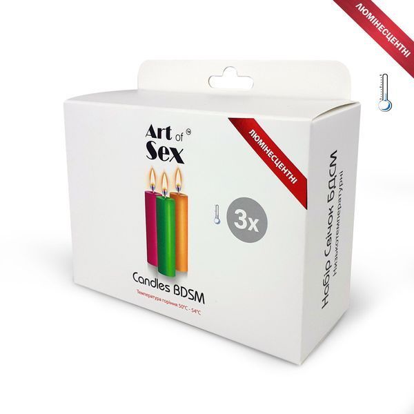 Набор восковых свечей Art of Sex size S 10 см (3 шт), низкотемпературные, люминисцентные SO5961
