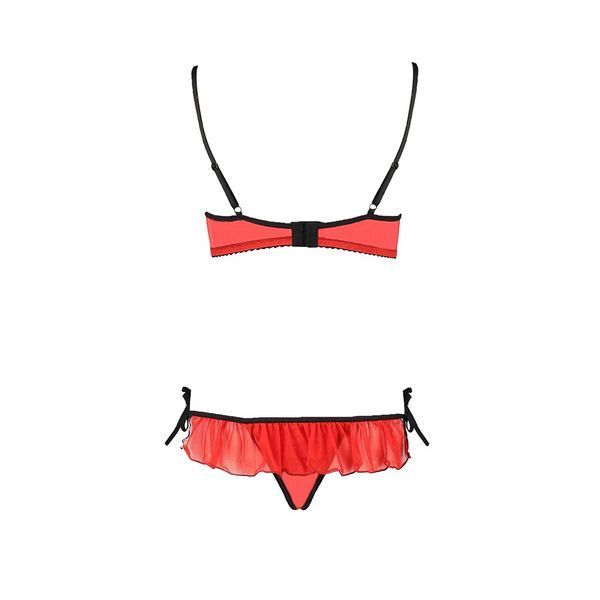 Комплект білизни Passion Exclusive CHERRY SET OpenBra XXL/XXXL red, відкритий ліф, трусики-спідничка PS25509