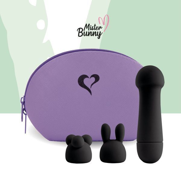 Мінівібратор FeelzToys Mister Bunny Black з двома насадками SO4438