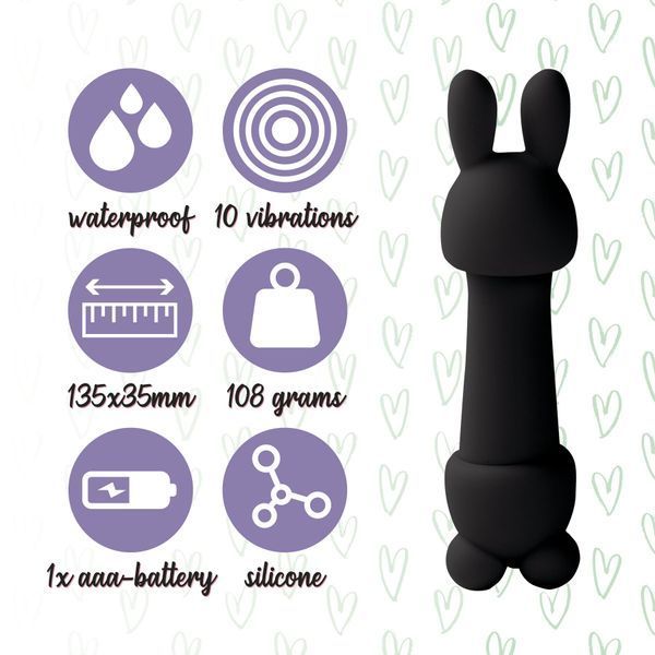 Мінівібратор FeelzToys Mister Bunny Black з двома насадками SO4438