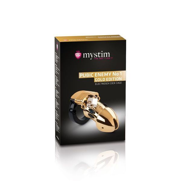 Клетка для члена с электростимуляцией Mystim Pubic Enemy No 1 - Gold Edition SO3809