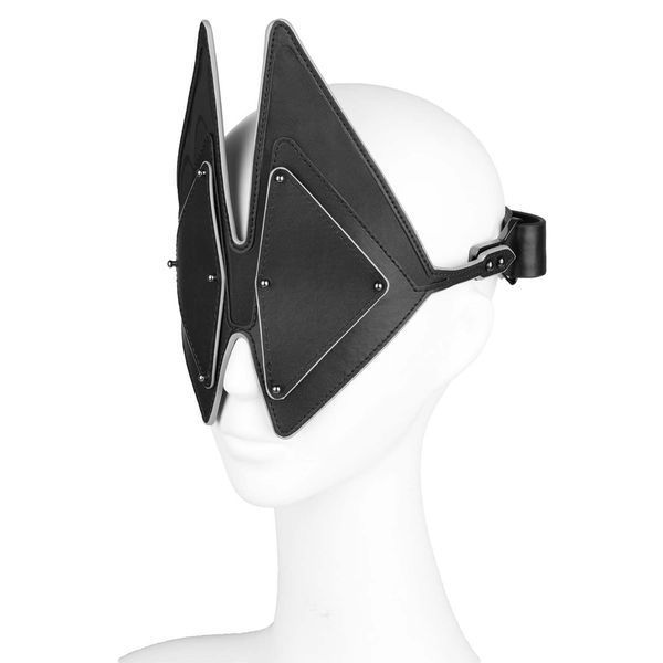 Маска на очі LOCKINK Vixen Blindfold, чорна, натуральна шкіра, регульований обсяг SX0855