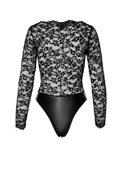 Боді Noir Handmade F296 Psyche, L, мереживо, довгий рукав, низ під латекс, з доступом SX0215