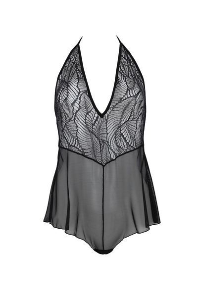 Боди Passion LEAFA BODY black S/M, на завязках, мягкая чашка, низ в виде шортиков SX0501