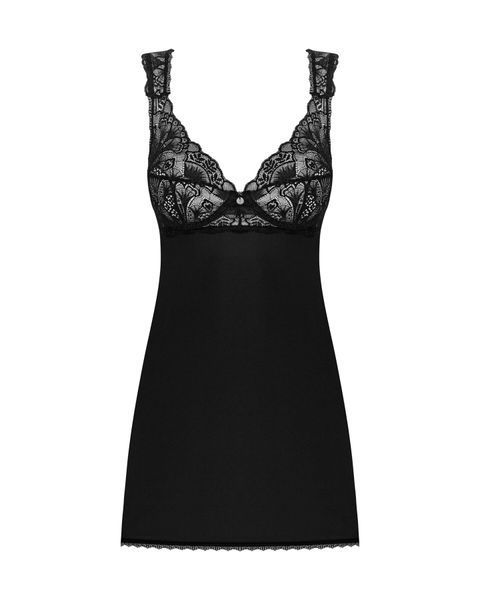 Сорочка бебі-дол з мереживом на грудях Obsessive Donna Dream babydoll M/L Black, стрінги SO8631