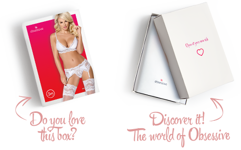 Мереживний комплект білизни Obsessive 810-SEG-1 L/XL White, бюстгальтер, стрінги, пояс для панчіх SO7166