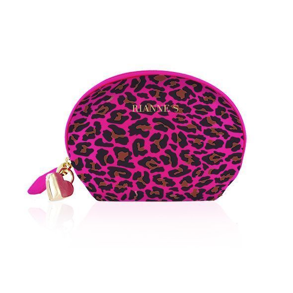 Мінівібромасажер Rianne S: Lovely Leopard Pink, 10 режимів роботи, косметичка-чохол, мед.силікон SO3886