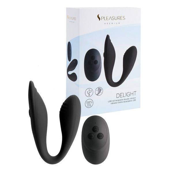 Подвійний вібратор S Pleasures Premium Delight, чорний, для клітора та точки G, 10 режимів SX1611