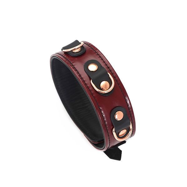 Кожаный ошейник с поводком Liebe Seele Wine Red Collar and Leash, 3 кольца для крепления SO9451