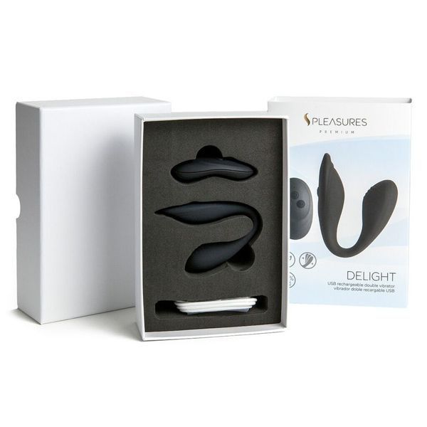 Подвійний вібратор S Pleasures Premium Delight, чорний, для клітора та точки G, 10 режимів SX1611