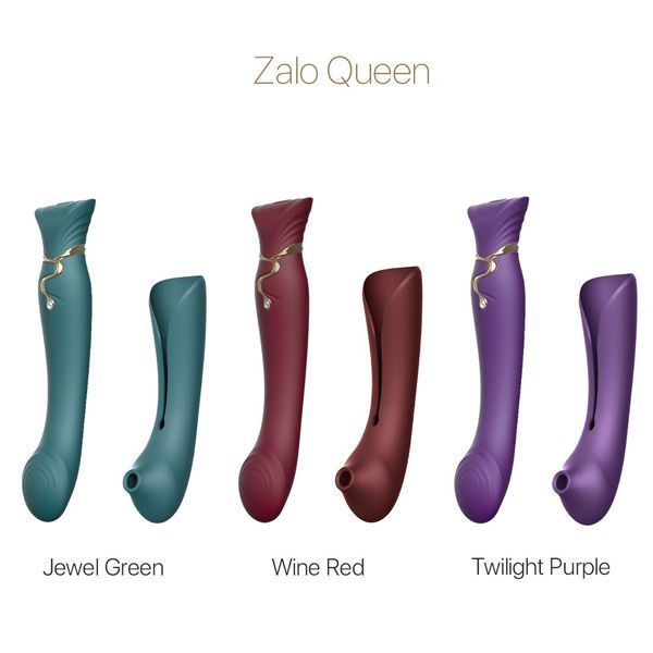 Смартвибратор 3в1 Zalo &mdash; Queen Set Jewel Green, пульсирующая жемчужина и вакуум, кристалл Swarovski SO6663