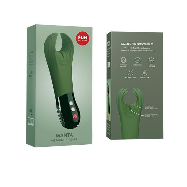 Вібратор для пеніса Fun Factory MANTA moss green/black, підходить для парних ігор SX0966