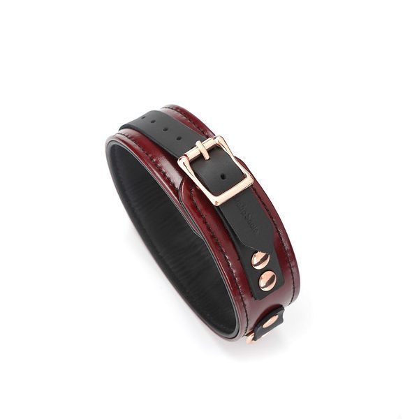 Кожаный ошейник с поводком Liebe Seele Wine Red Collar and Leash, 3 кольца для крепления SO9451