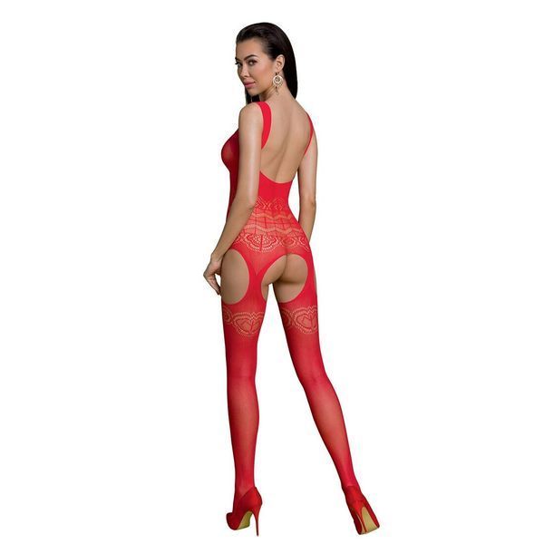Бодістокінг Passion ECO BS005 red, щільний, відкритий доступ, імітація підв&rsquo;язок SO7074