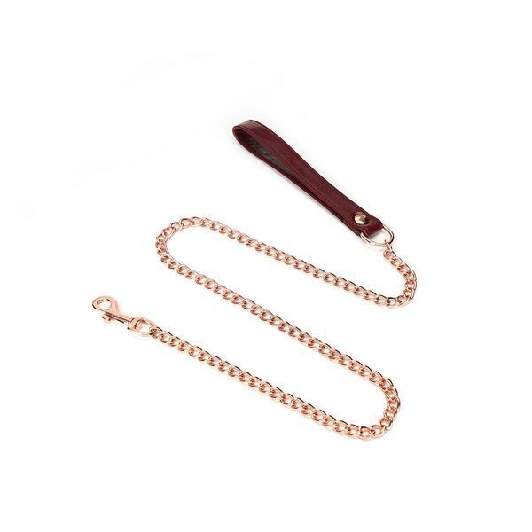 Кожаный ошейник с поводком Liebe Seele Wine Red Collar and Leash, 3 кольца для крепления SO9451