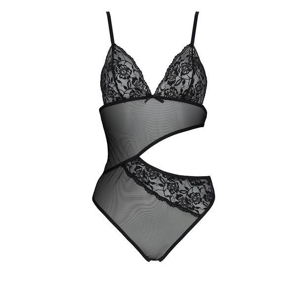 Боді з ажурним ліфом Passion CHRISTA BODY S/M, black SO5754