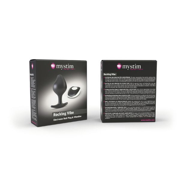 Силиконовая анальная пробка Mystim Rocking Vibe с вибрацией и пультом для электростимулятора, 3,7 см SO2964