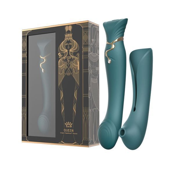 Смартвибратор 3в1 Zalo &mdash; Queen Set Jewel Green, пульсирующая жемчужина и вакуум, кристалл Swarovski SO6663