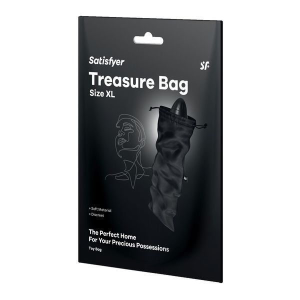 Мешочек для секс-игрушек Satisfyer Treasure Bag XL, черный, на шнурке SX0552