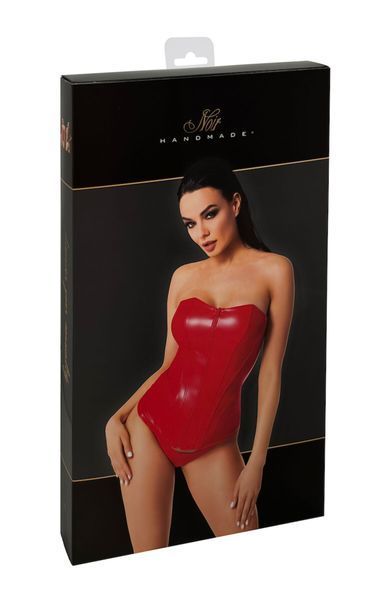 Кожаный корсет на молнии Noir Handmade F355 Red powerwetlook corset - 3XL SX2028