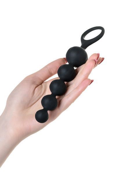 Набір анальних намистин Satisfyer Beads Black, силікон, макс. діаметр 3,3 см та 3,5 см SO2740