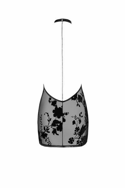 Сукня Noir Handmade F313 Mythos, M, black, прозора, міні, відкрита спина, декор зі стразів SX0316