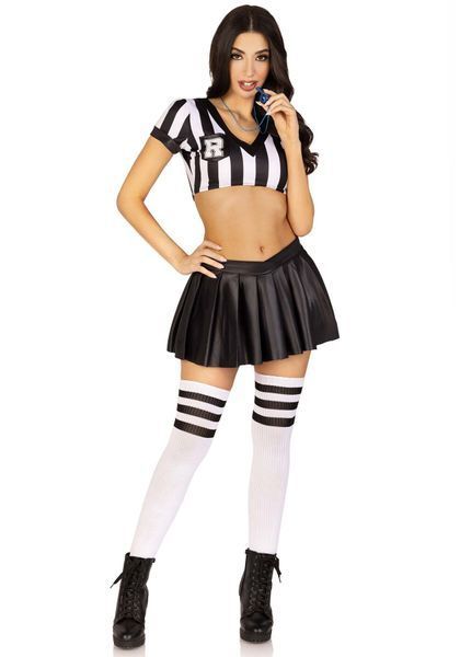 Костюм рефери Leg Avenue Time Out Referee S, кроп-топ, юбка, свисток SO9191