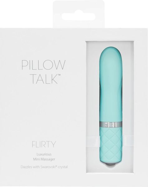 Розкішний вібратор PILLOW TALK - Flirty Teal з кристалом Swarovski, гнучка головка SO2726
