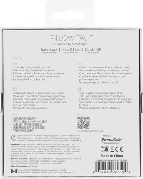 Розкішний вібратор PILLOW TALK - Flirty Teal з кристалом Swarovski, гнучка головка SO2726