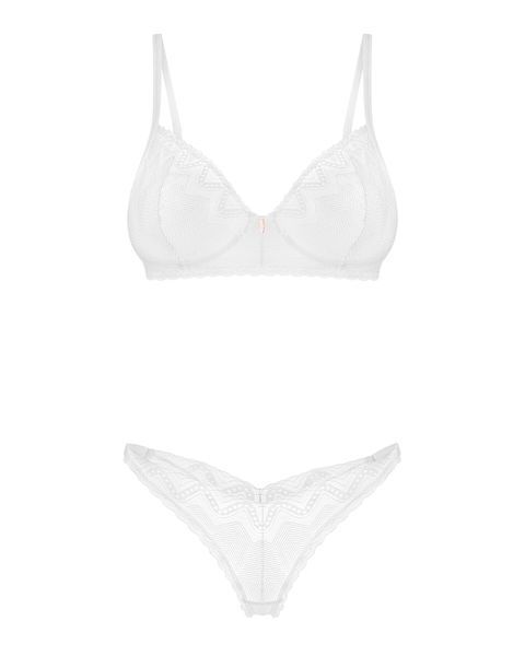 Комплект Obsessive Alissium 2-pcs set, XS/S, мереживо, ліф з м&rsquo;якою чашкою, трусики танга SX0603