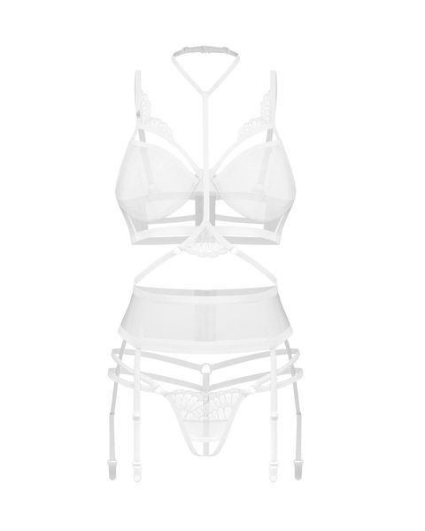 Комплект Obsessive Premisis White 3-pcs crotchless set S/M SX3118