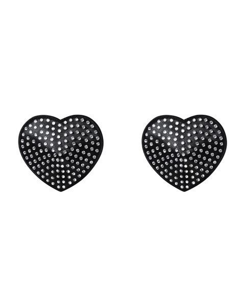 Накладки-сердечки на соски со стразами Obsessive A750 nipple covers, черные (мятая упаковка!!!) SO7193-R