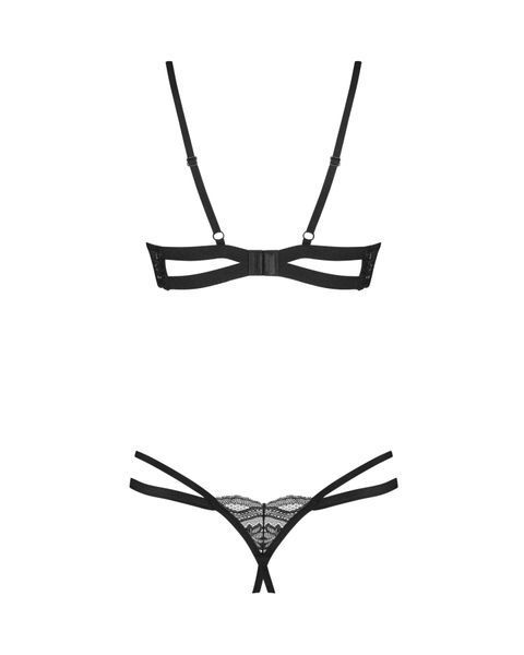 Комплект Obsessive Nutris 2-pcs crotchless set, M/L, ліф з відкритими чашками, трусики з доступом SX1170