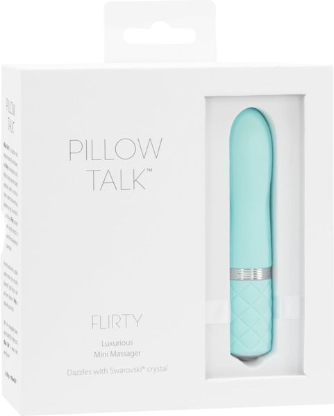 Розкішний вібратор PILLOW TALK - Flirty Teal з кристалом Swarovski, гнучка головка SO2726