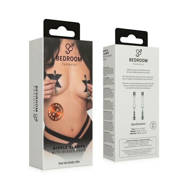Затискачі для сосків Bedroom Fantasies: Nipple Clamps with Beaded Chain - Silver SX2209
